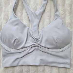 Bombshell Sportswear Pale Gray Padded Racerback Sports Bra
